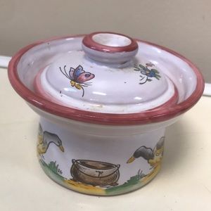 Vintage French Faiencerie d’Art d’Angouleme “Le Renoleau” Covered Trinket Dish